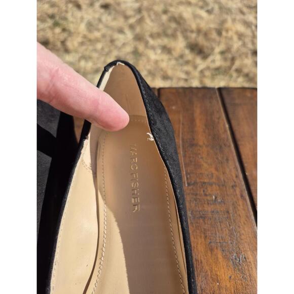 Marc Fisher Black Suede Low Block Heel Labore Pumps Pointed Toe Size 6 Wide $99 - Picture 4 of 9